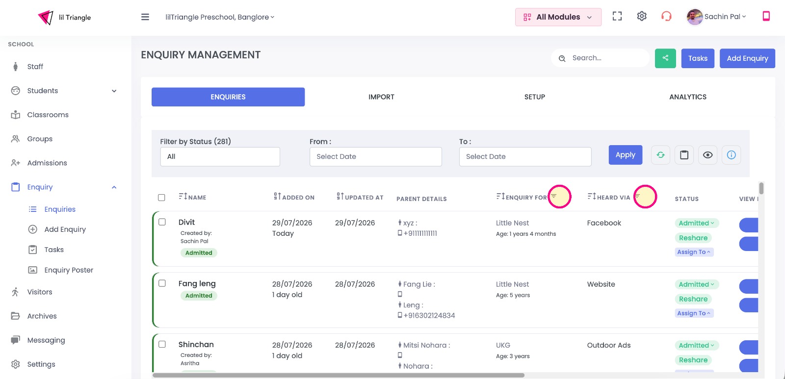 Column Header Filters