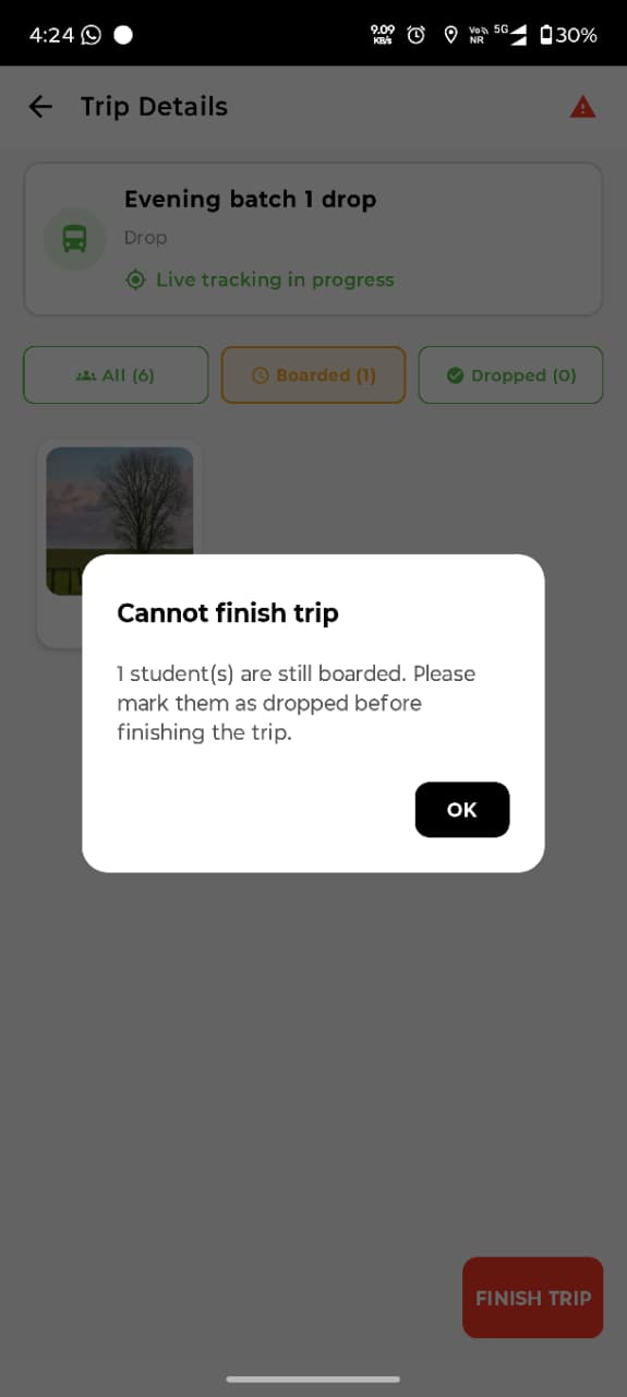 Safety guardrail. The trip won't finish while a child is still boarded.